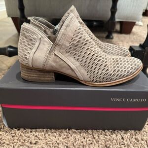 Vince Camuto Women's Cream Perforated Ankle Booties